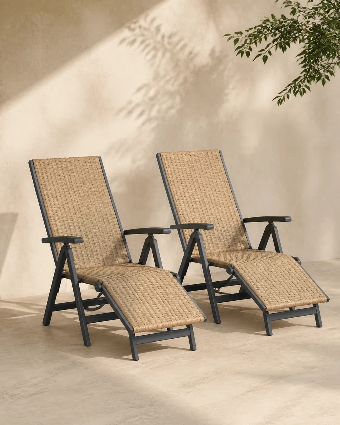 Reclining Patio Chair Pair